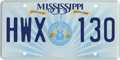 MS license plate HWX130