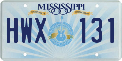 MS license plate HWX131