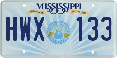 MS license plate HWX133