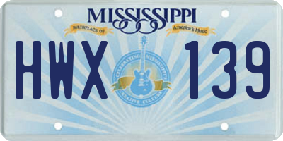 MS license plate HWX139