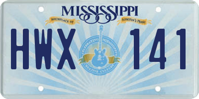 MS license plate HWX141