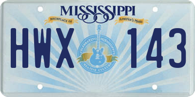 MS license plate HWX143