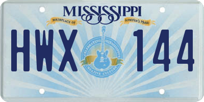 MS license plate HWX144