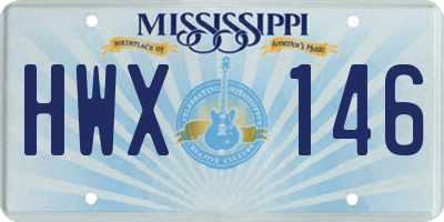 MS license plate HWX146