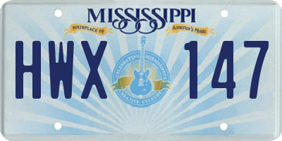 MS license plate HWX147