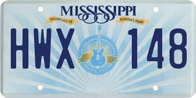 MS license plate HWX148