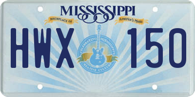 MS license plate HWX150