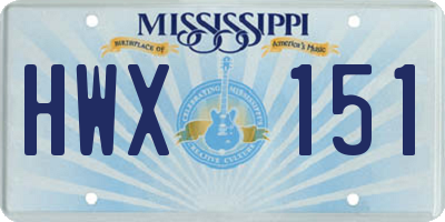 MS license plate HWX151