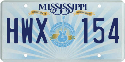 MS license plate HWX154