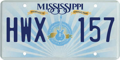 MS license plate HWX157