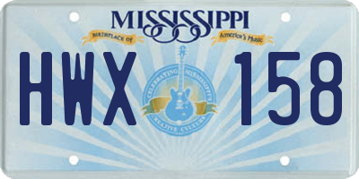 MS license plate HWX158