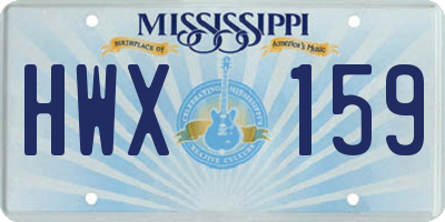 MS license plate HWX159