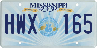 MS license plate HWX165
