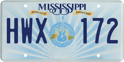 MS license plate HWX172