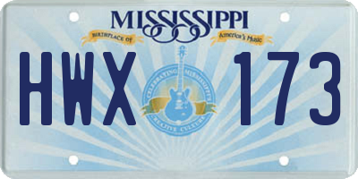 MS license plate HWX173