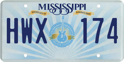 MS license plate HWX174