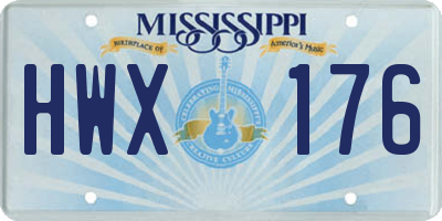 MS license plate HWX176