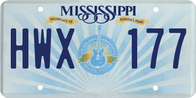 MS license plate HWX177