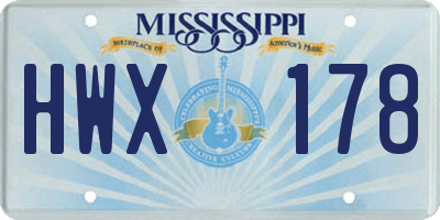 MS license plate HWX178
