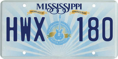 MS license plate HWX180