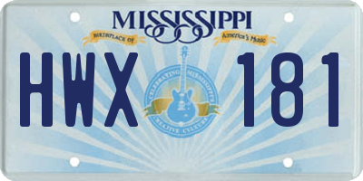 MS license plate HWX181