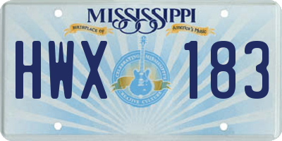 MS license plate HWX183