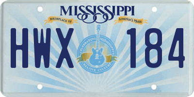 MS license plate HWX184