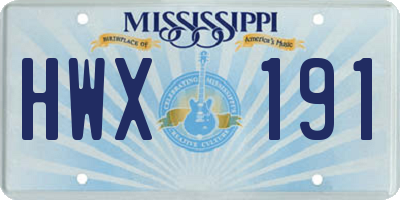 MS license plate HWX191