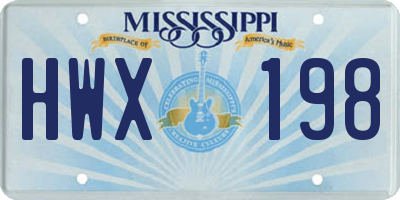 MS license plate HWX198