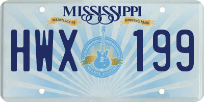 MS license plate HWX199