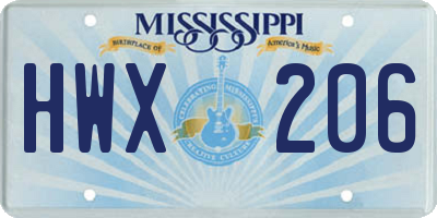 MS license plate HWX206