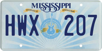 MS license plate HWX207