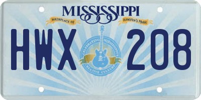 MS license plate HWX208