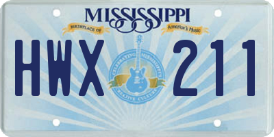 MS license plate HWX211