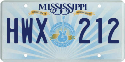 MS license plate HWX212