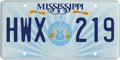 MS license plate HWX219