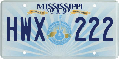 MS license plate HWX222