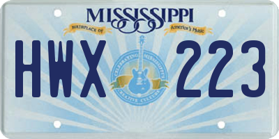 MS license plate HWX223