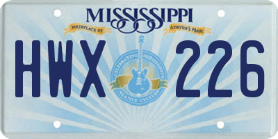 MS license plate HWX226