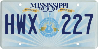 MS license plate HWX227