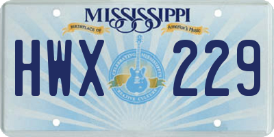 MS license plate HWX229