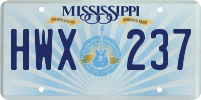 MS license plate HWX237