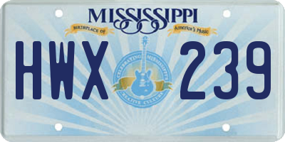MS license plate HWX239