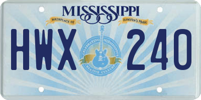 MS license plate HWX240
