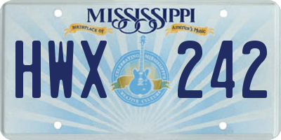 MS license plate HWX242