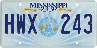 MS license plate HWX243