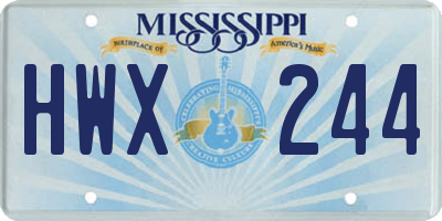 MS license plate HWX244