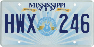 MS license plate HWX246