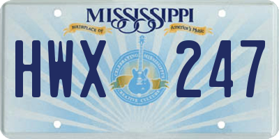 MS license plate HWX247