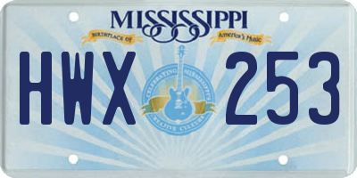 MS license plate HWX253